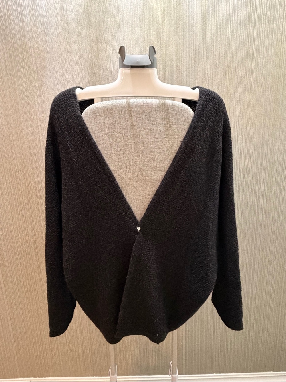 Black V-Neck Wrap Women's Sweater - Classic Pullover